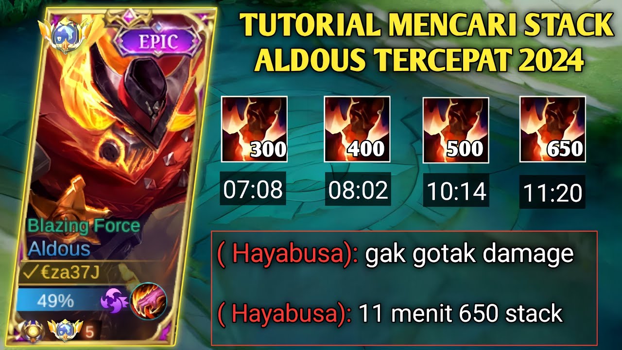 TUTORIAL MENCARI STACK ALDOUS TERCEPAT 2024 | 11 MENIT 650 STACK!! BUILD ALDOUS TERSAKIT 2024 - MLBB