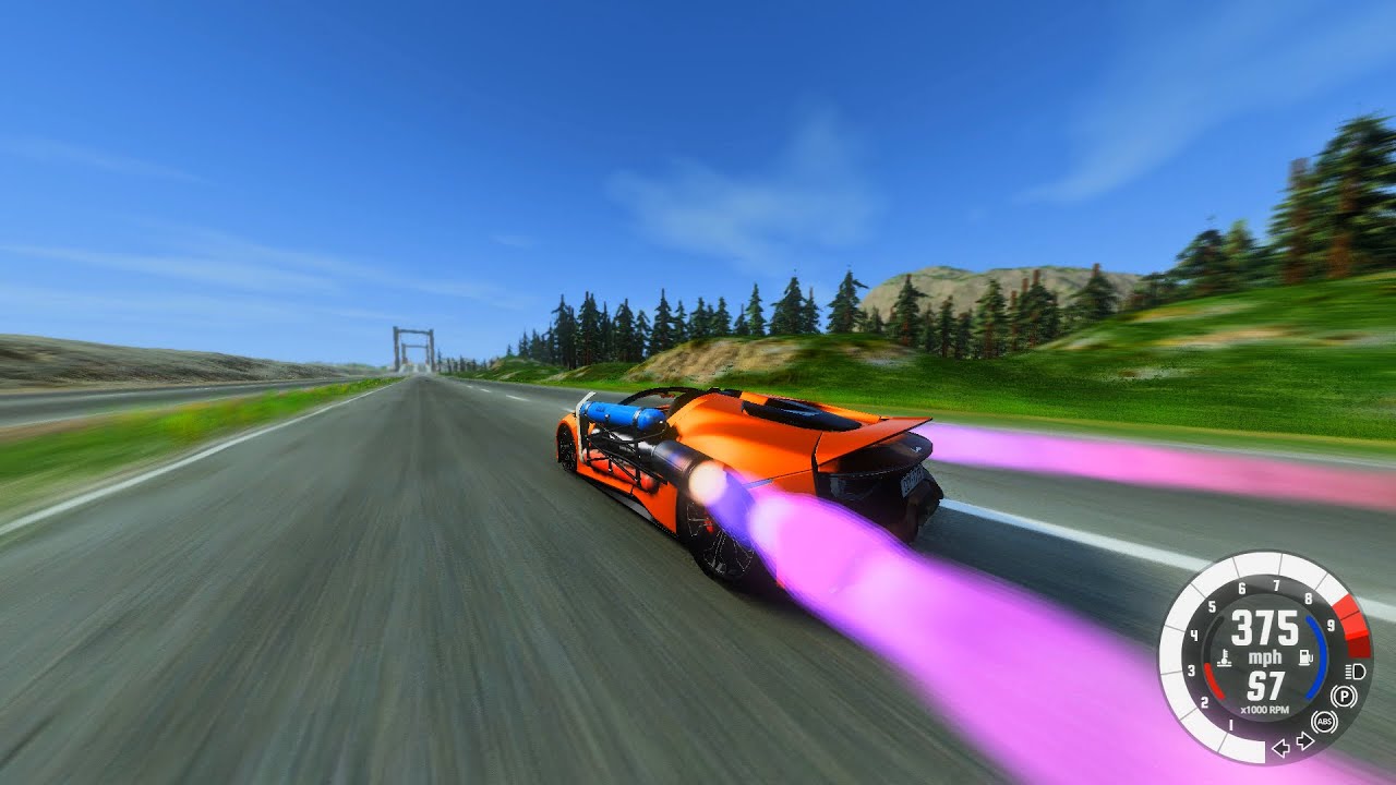 Cars vs rocket thruster-BeamNG Drive