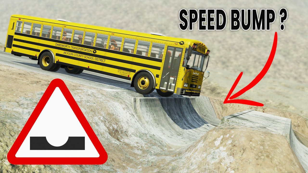 BeamNG Drive - Cars vs Inverted Speed Bumps (High Speed)