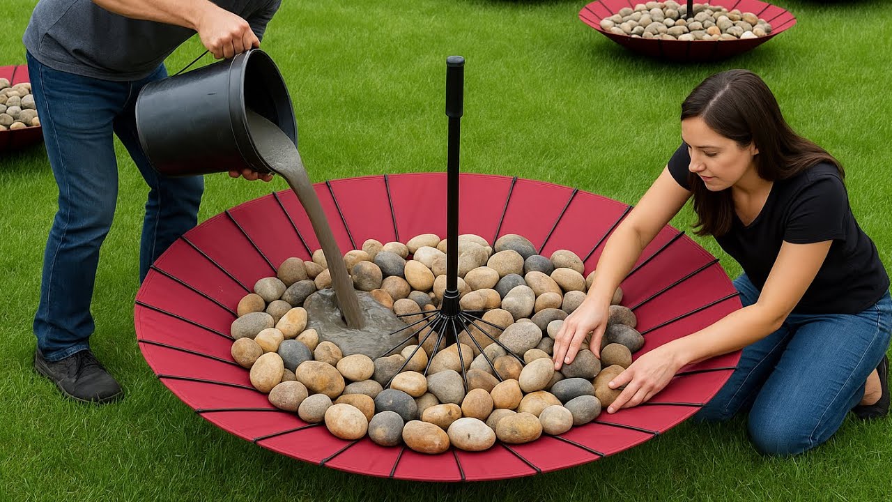 Unique cement art invention from umbrellas // Amazing way to make garden flower pots from umbrellas