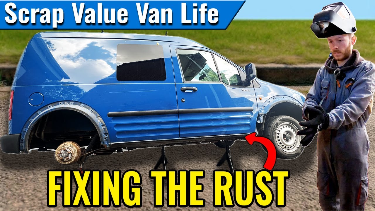 Fixing the Dreaded RUST on Our £380 Van Camper (Rust Repairs Part 1) | Transit Connect Camper EP8.