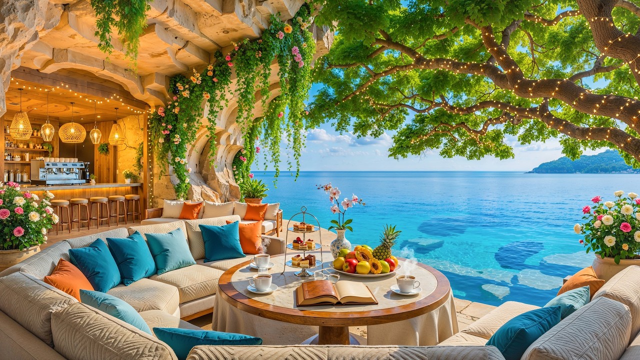 ✨Oceanfront Caf&eacute; Bliss | Smooth Morning Jazz & Crystal Blue Ocean Breeze for Focus, Calm and Renewal
