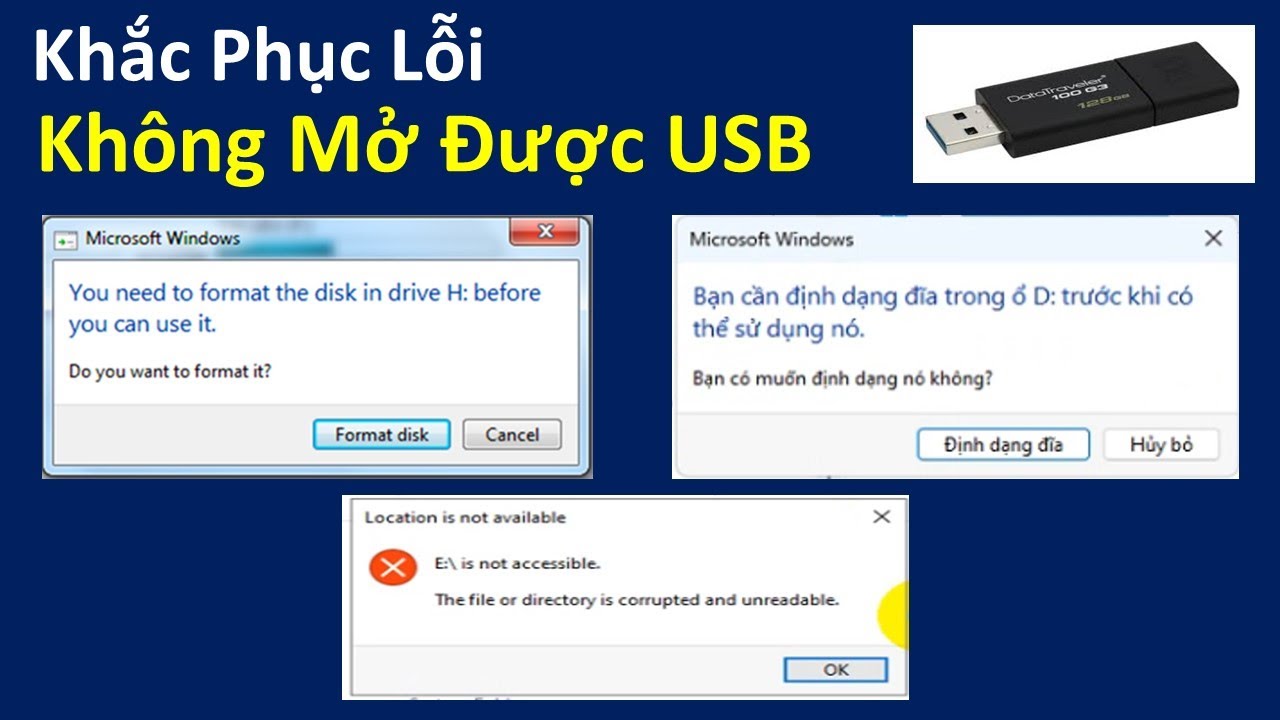 Khắc Phục Lỗi Không Mở Được USB - You need to format the disk in drive