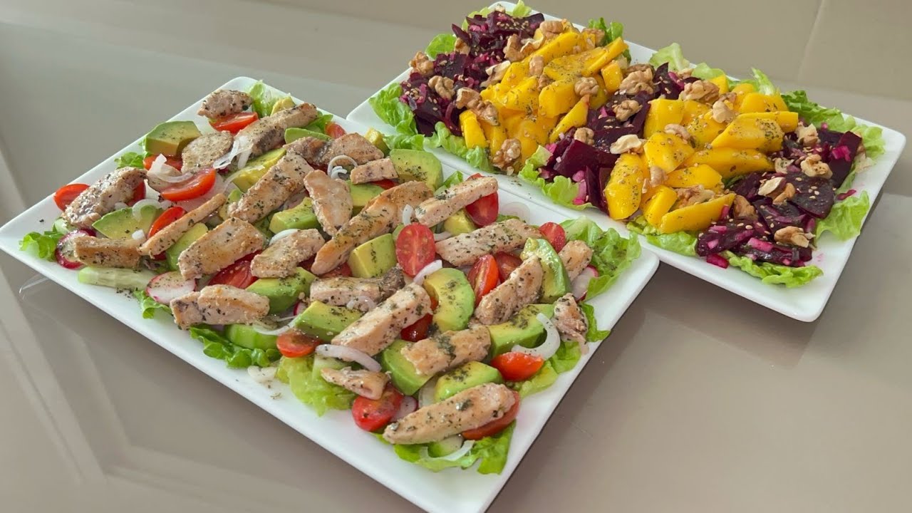 سلطات باردة منوعة خفيفة صحية 💯غنية ومغذية ضيفوها لمائدة إفطار رمضان 🌙😋👌
