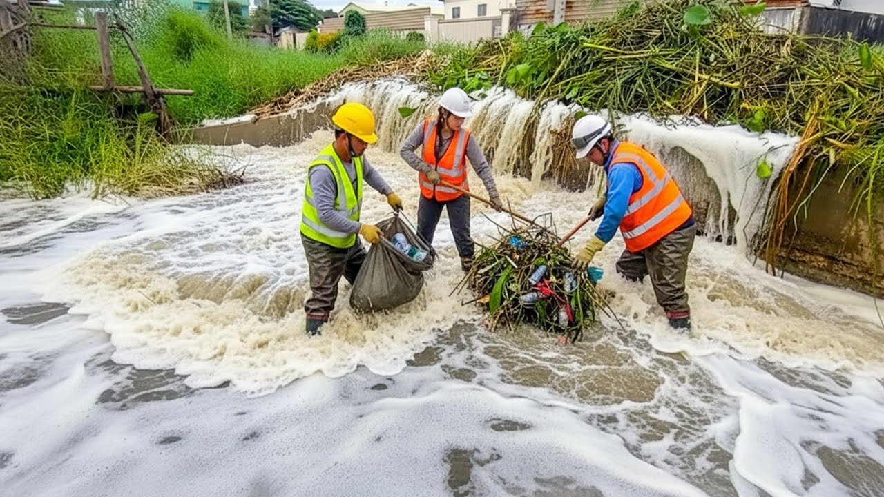 Massive Clog Removed from Street Culvert 😱