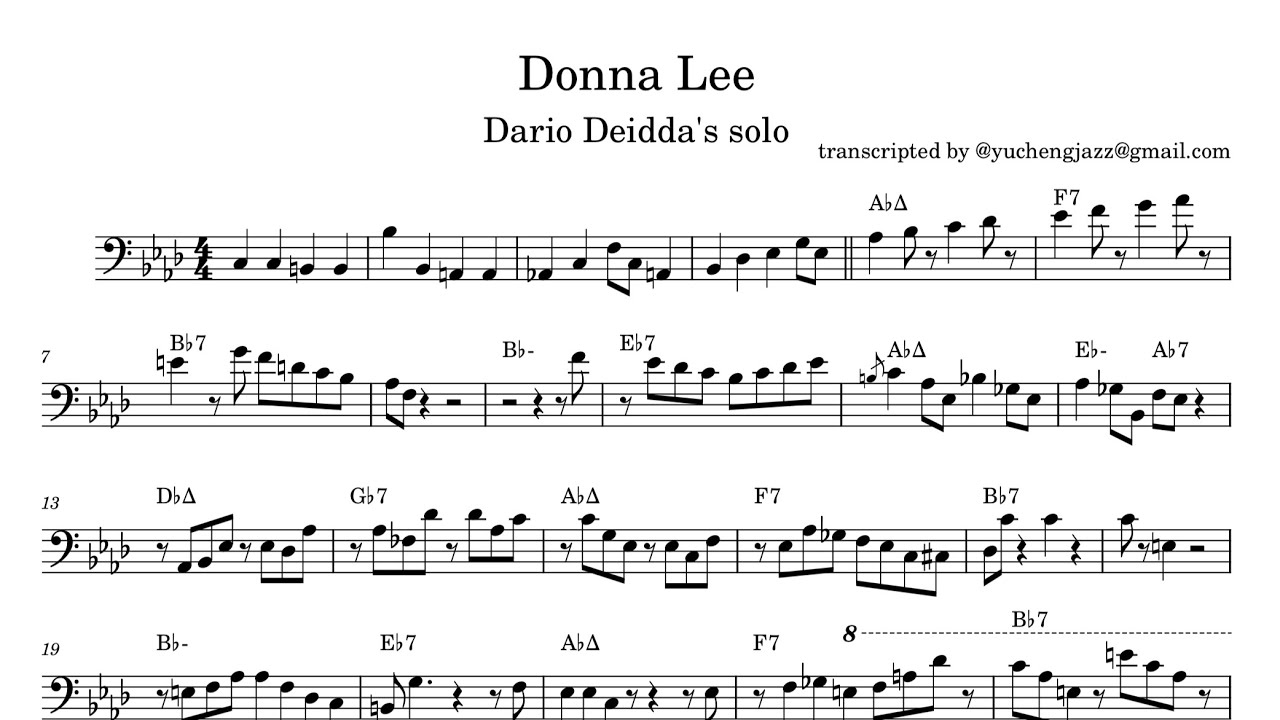 Dario Deidda&rsquo;s solo on Donna Lee (transcription)
