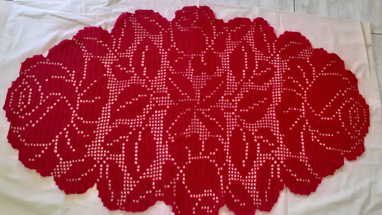 Caminho de Mesa 4 Rosas Parte 8/9 #crochefile