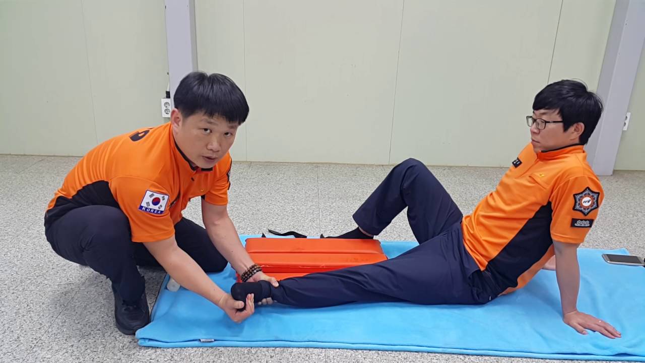 패드부목 적용경골골절