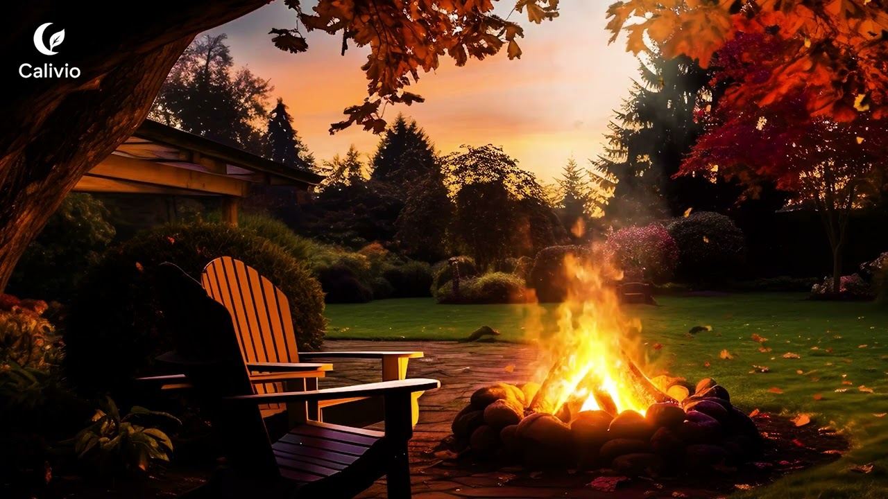 Calivio - 6 hours Autumn Leaves & Firelight Crackling Fireplace | Fall Asleep Within 3 Seconds!!