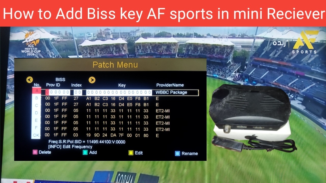 How to Add Biss key AF sports in mini Reciever