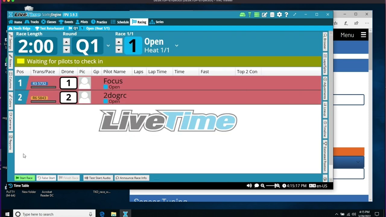 Using LiveTime with Rotorhazard hardware