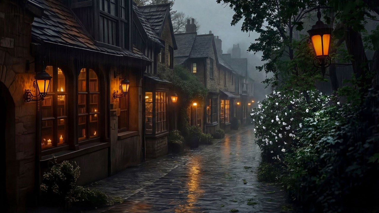 𝗖𝗼𝘇𝘆 𝗖𝗼𝗳𝗳𝗲𝗲 𝗦𝗵𝗼𝗽 𝗼𝗻 𝗤𝘂𝗶𝗲𝘁 𝗩𝗶𝗰𝘁𝗼𝗿𝗶𝗮𝗻 𝗖𝗼𝗯𝗯𝗹𝗲𝗱 𝗦𝘁𝗿𝗲𝗲𝘁 | 𝗦𝗽𝗿𝗶𝗻𝗴 𝗥𝗮𝗶𝗻 & 𝗣𝗶𝗮𝗻𝗼 𝗠𝘂𝘀𝗶𝗰 | 𝗗𝗮𝗿𝗸 𝗔𝗰𝗮𝗱𝗲𝗺𝗶𝗮 𝗦𝘁𝘂𝗱𝘆