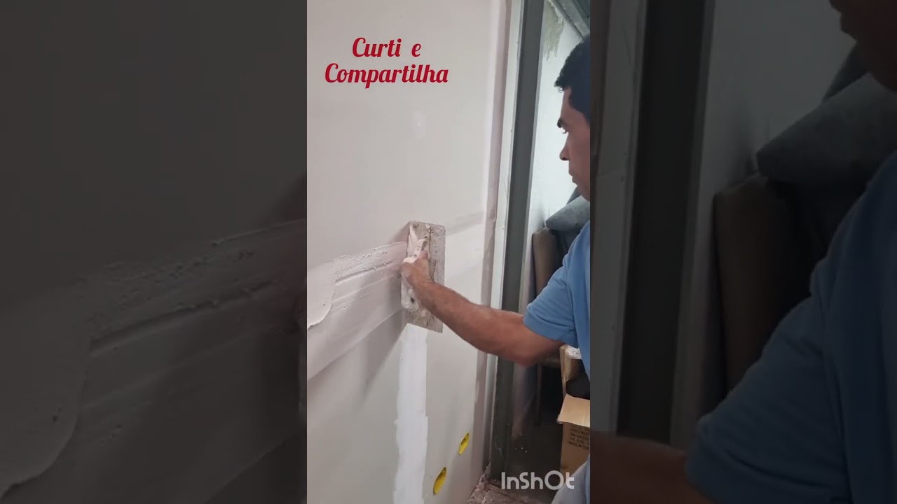 como fazer acabamento na emenda do drywall #videoshorts .#drywall #gesso
