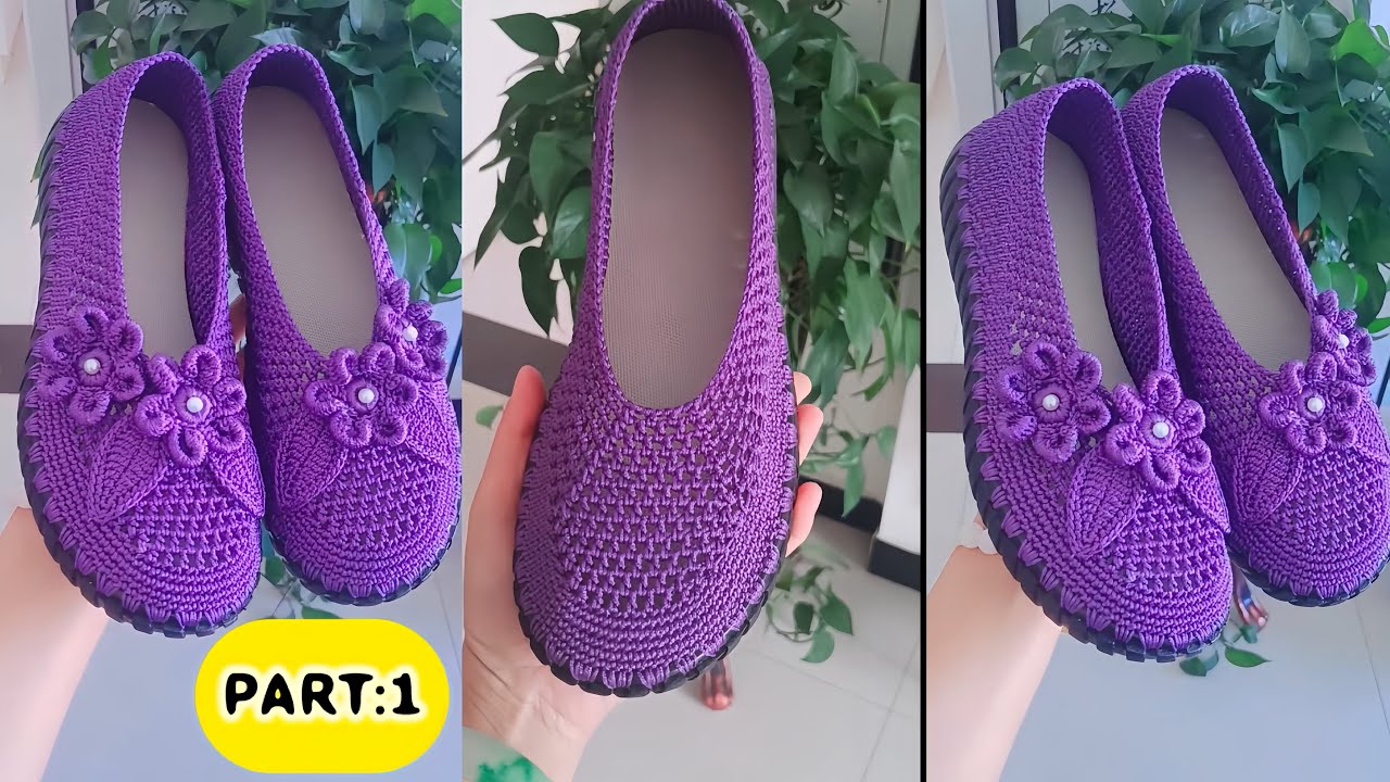 Фиолетовые тапочки крючком | Стильный и простой мастер-класс 💜