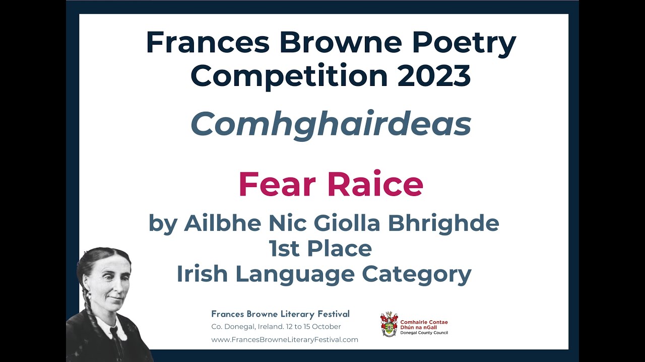 2023 Frances Browne Multilingual Poetry Competition - Irish Language Category - 1st place