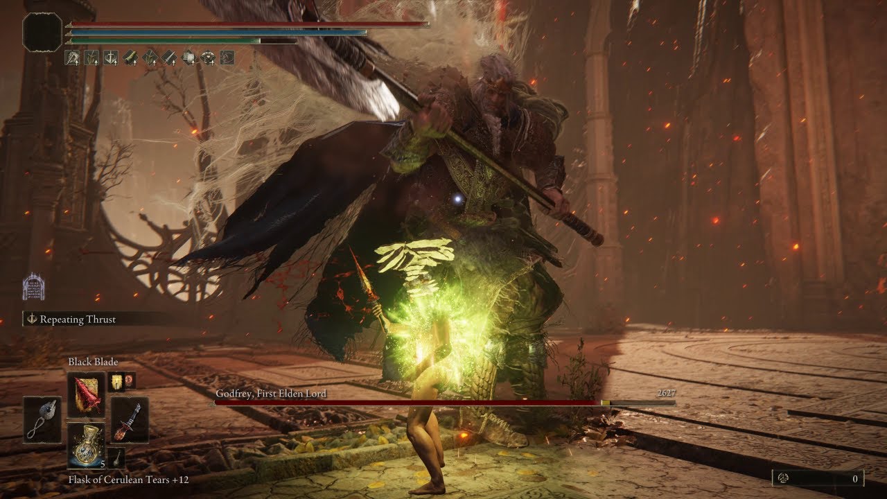 Elden Ring - Scarlet Rot Build vs Godfrey&Hoarah Loux (NG+7, No Hit)