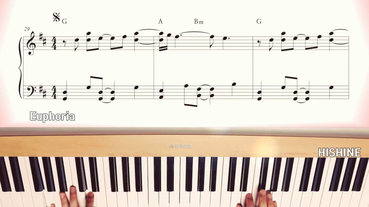 BTS (방탄소년단) 'Euphoria' (유포리아) Piano Sheet Music 조금 쉬운 피아노 악보