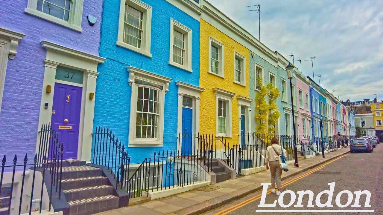 London Walk | 🍂🍁 , Bayswater , Notting Hill to Kensington High Street. 4K