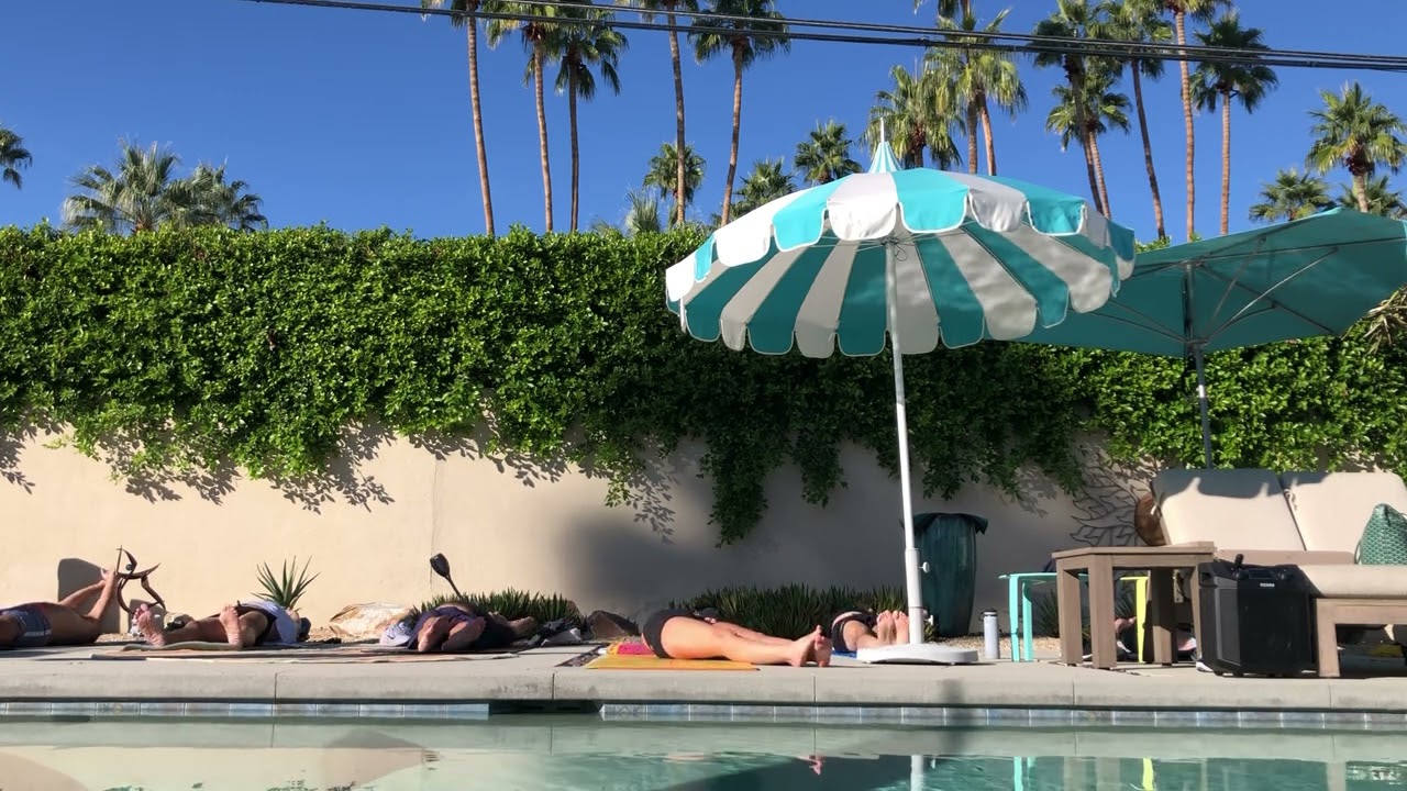 Poolside Yoga in Palm Springs November 30, 2025 Easy and relaxed one hour yoga with dharma talk 