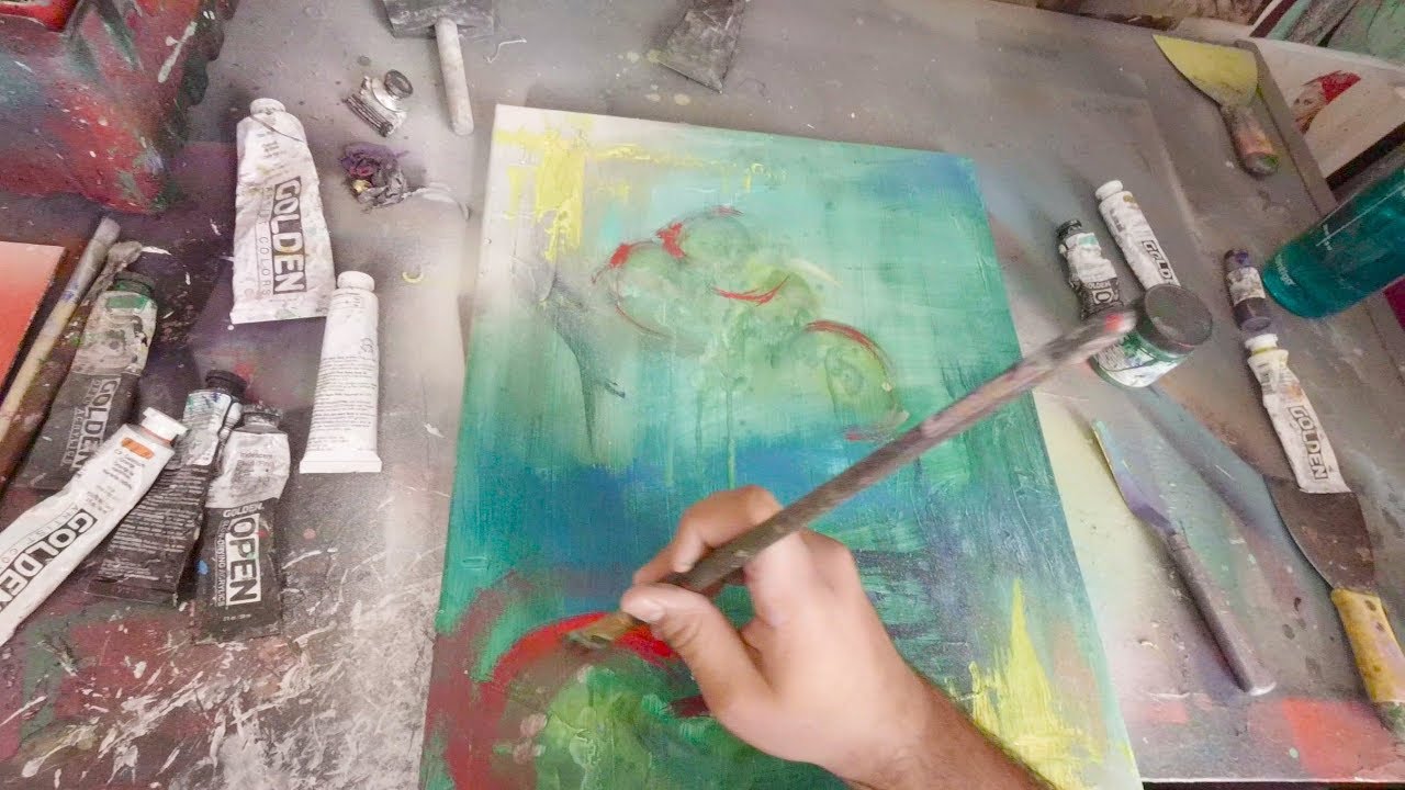 How to Make An Abstract Art Painting - PAINTING! (INSTRUCTIONAL/ART PROCESS)