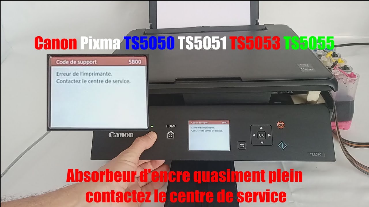 Canon TS5050 5051 5053 5055 absorbeur d'encre plein code de support 1700 5B00 Comment réinitialiser