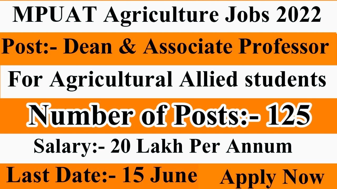 🎯 Big Agriculture Job Notification Out || Post- 125 || All India Students Can Apply || MPUAT Vacancy
