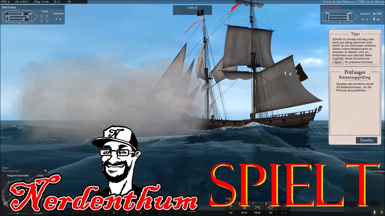 Naval Action - Prüfung Entmasten