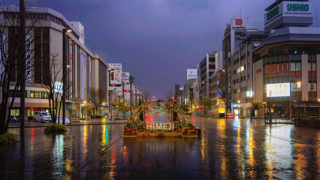 Dawn Walk in the Rain | Himeji, Japan 4K