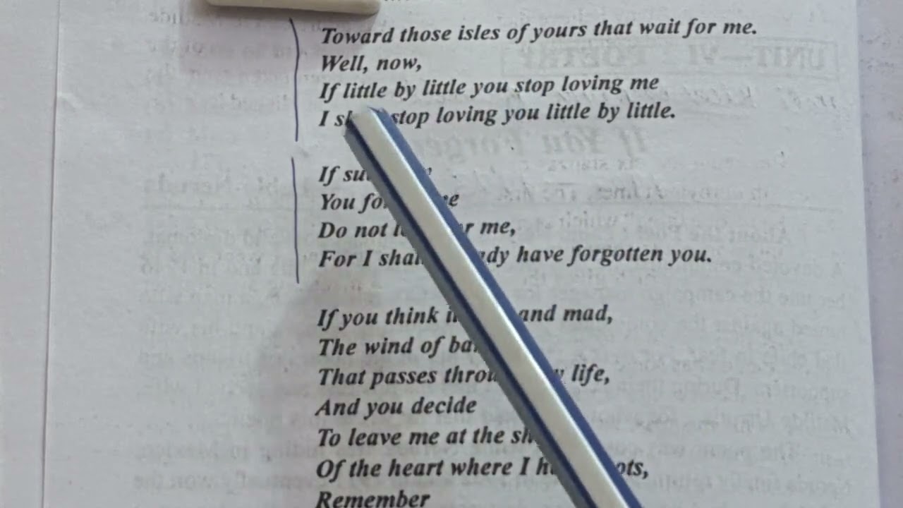 'If You Forget Me' by Pablo Neruda fully explained line by line in Hindi by Sulekha Jadaun, 6th sem.