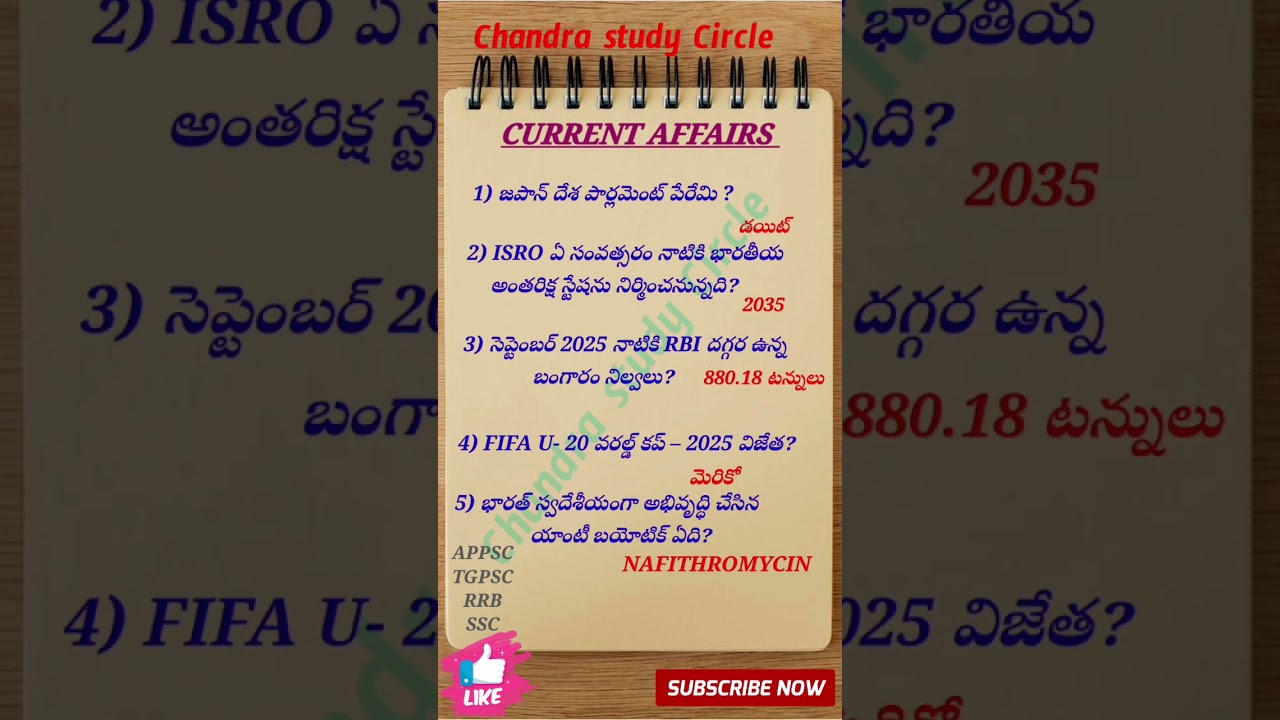 &ldquo;Today Current Affairs Telugu | TSPSC, APPSC, Groups, SI, UPSC Exams Daily GK&rdquo; #dailygk
