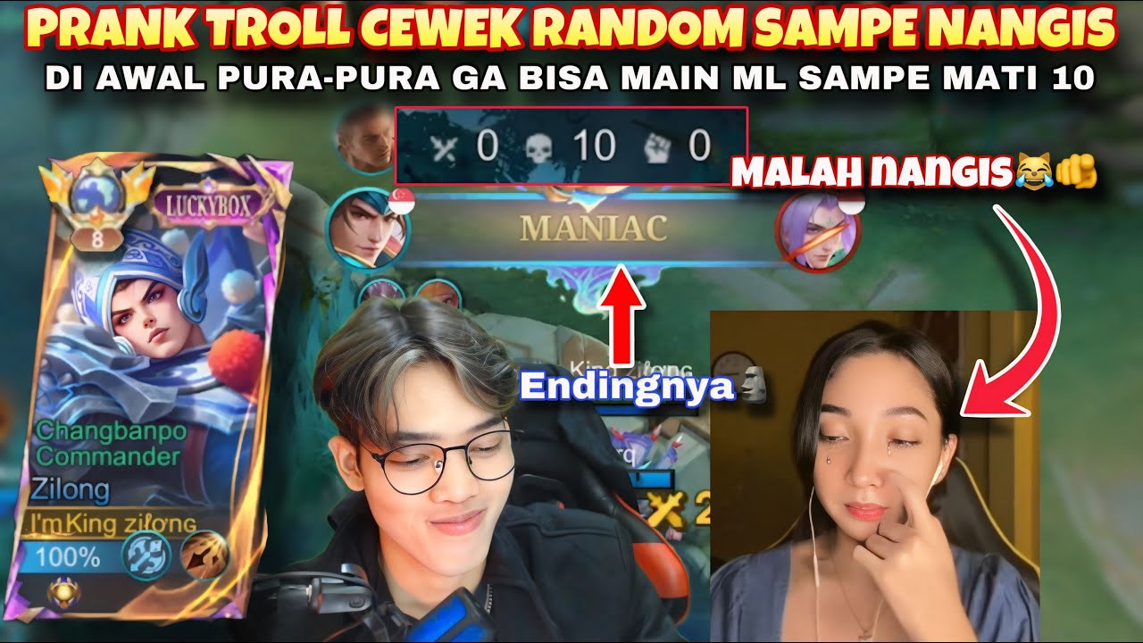 PRANK TROLL CEWEK RANDOM SAMPE NANGIS, Ending nya di gendong sampe maniac | MLBB
