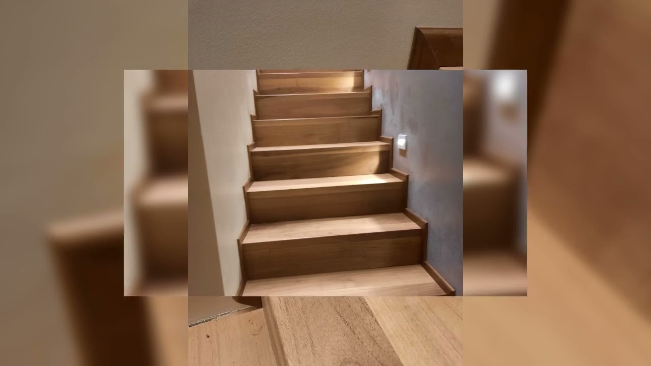 rivestimenti scala con parquet prefinito noce nazionale  installazione di battiscopa