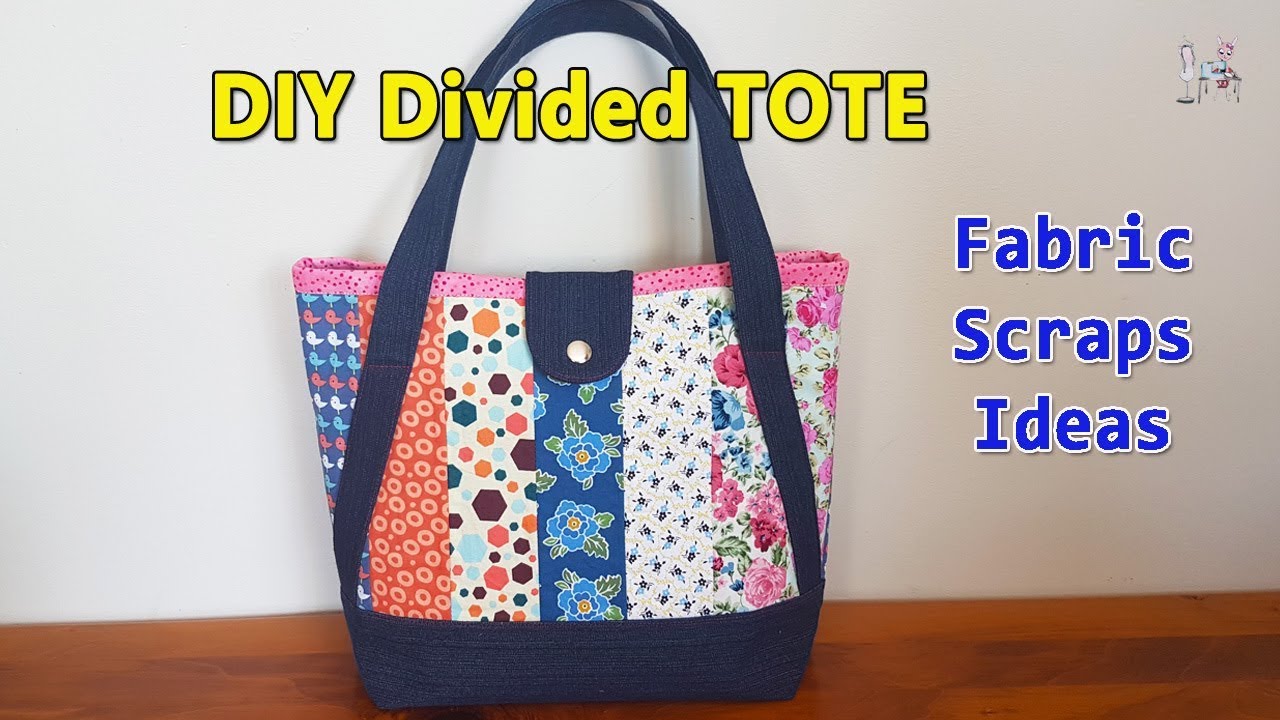 DIY DIVIDED TOTE BAG FROM FABRIC SCRAPS STEP BY STEP | DIY BAG | BAG SEWING TUTORIAL