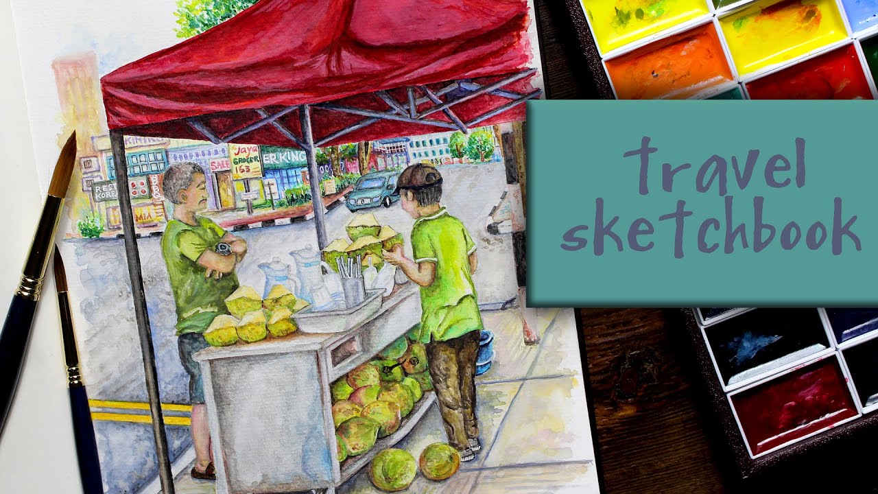 Urban Sketching Travel Journal - KISSHO GANSAI TAMBI on STRATHMORE SKETCHBOOK - Watercolor Painting