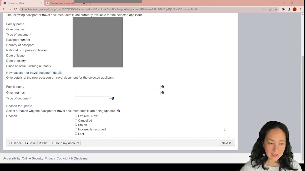 Updating passport details