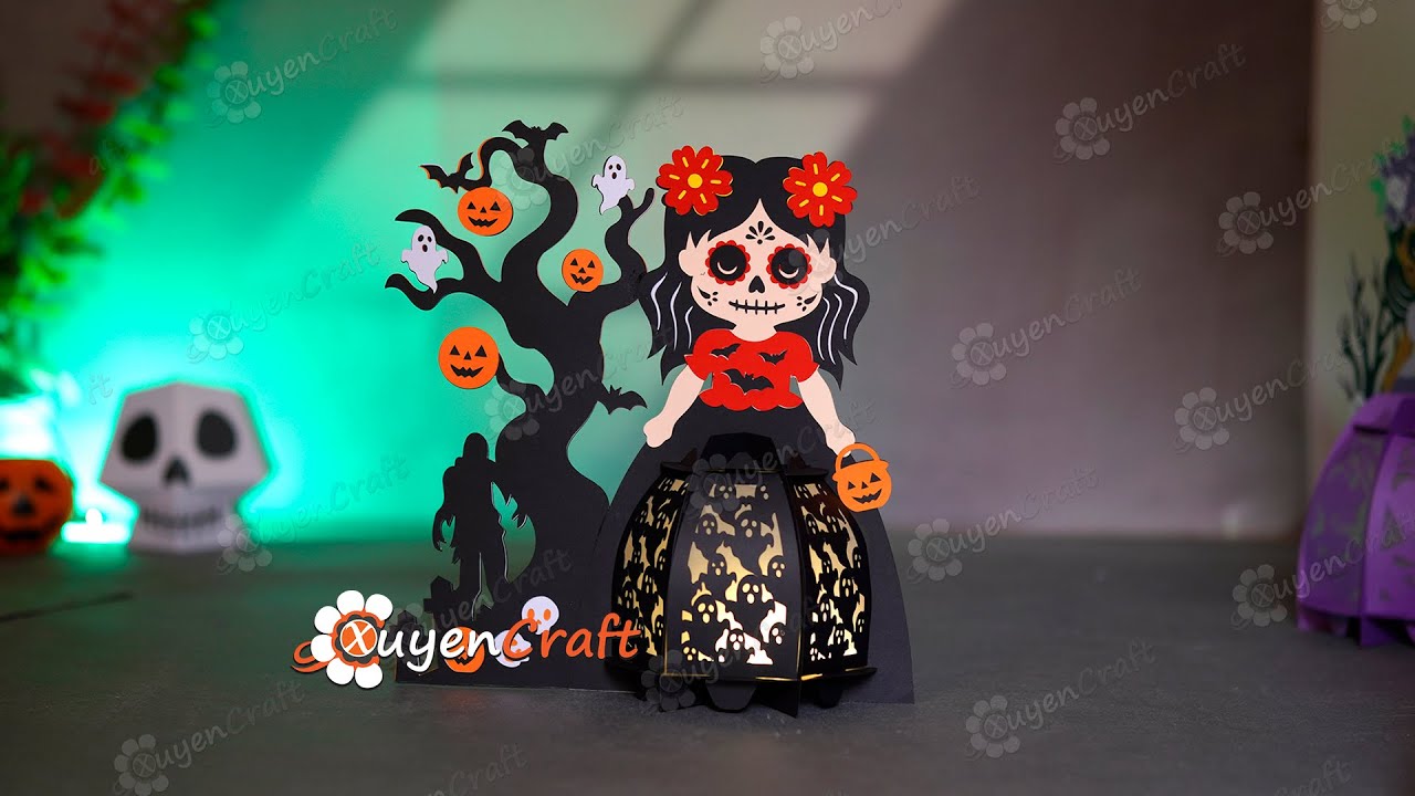 Assembly Instructions – DIY Cute Red Catrina Lantern  Halloween Paper Lantern Decoration
