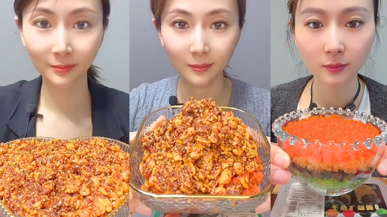 Chinese Colorful Fish Roe & Spicy Seafood ASMR | Crunchy Eating Sounds #103