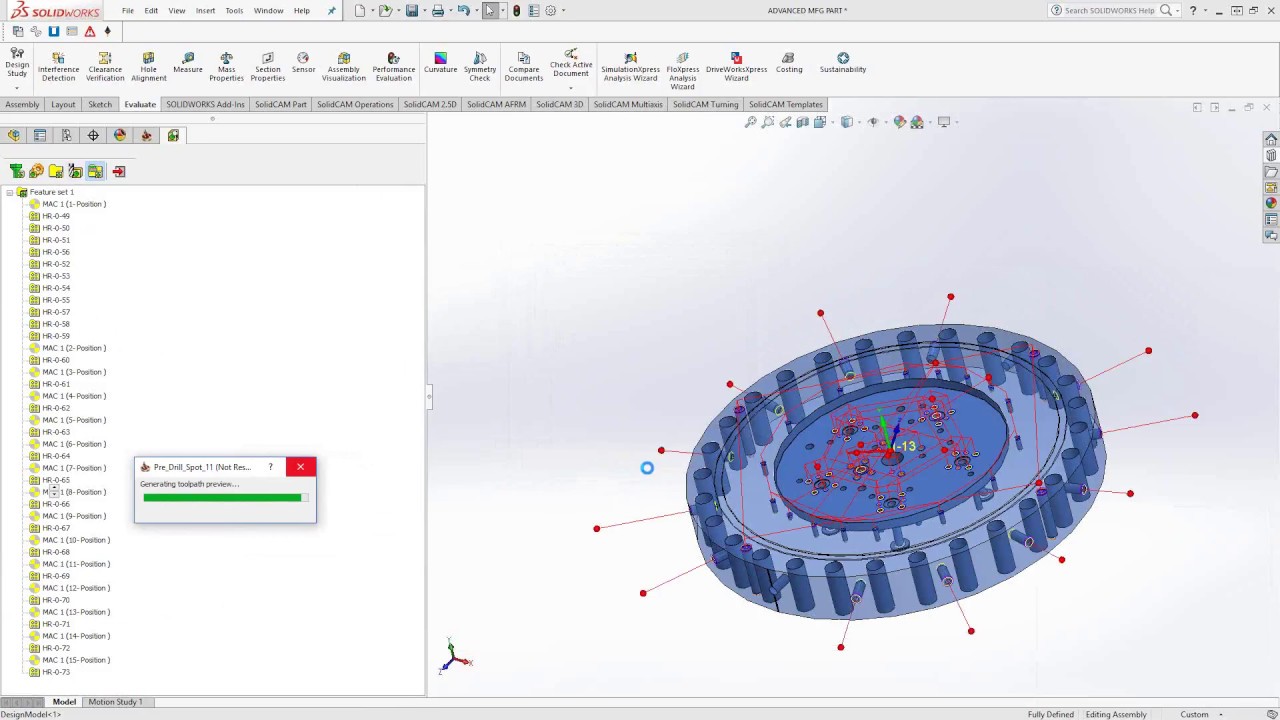 SolidCAM  - Hole Recognition + Technology