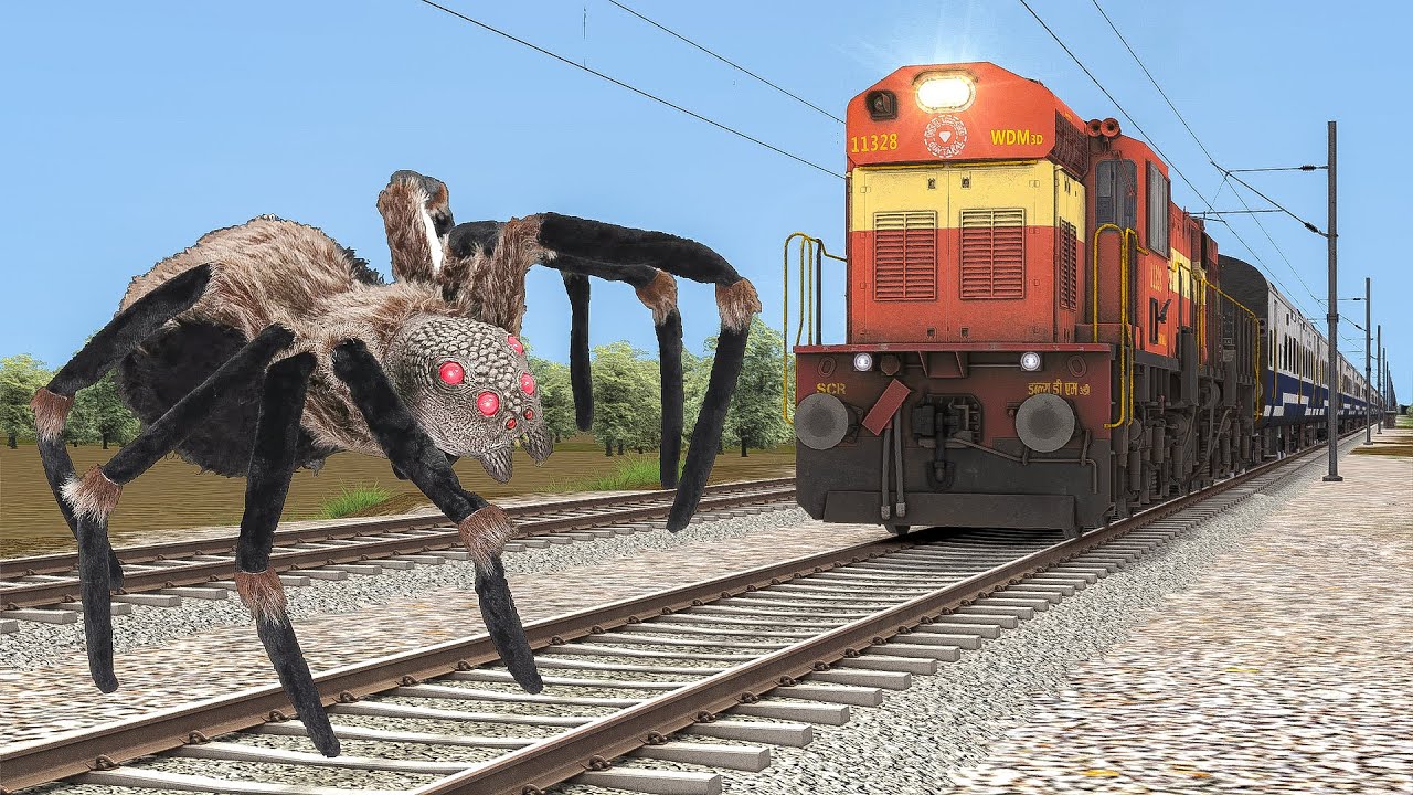 Giant Spider vs Train😲 | Stops The Train - BeamNG.Drive #railway
