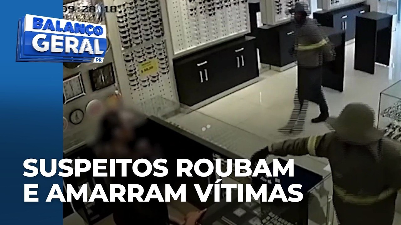 Suspeitos são flagrados roubando loja e amarrando atendentes em Mandaguari, no PR