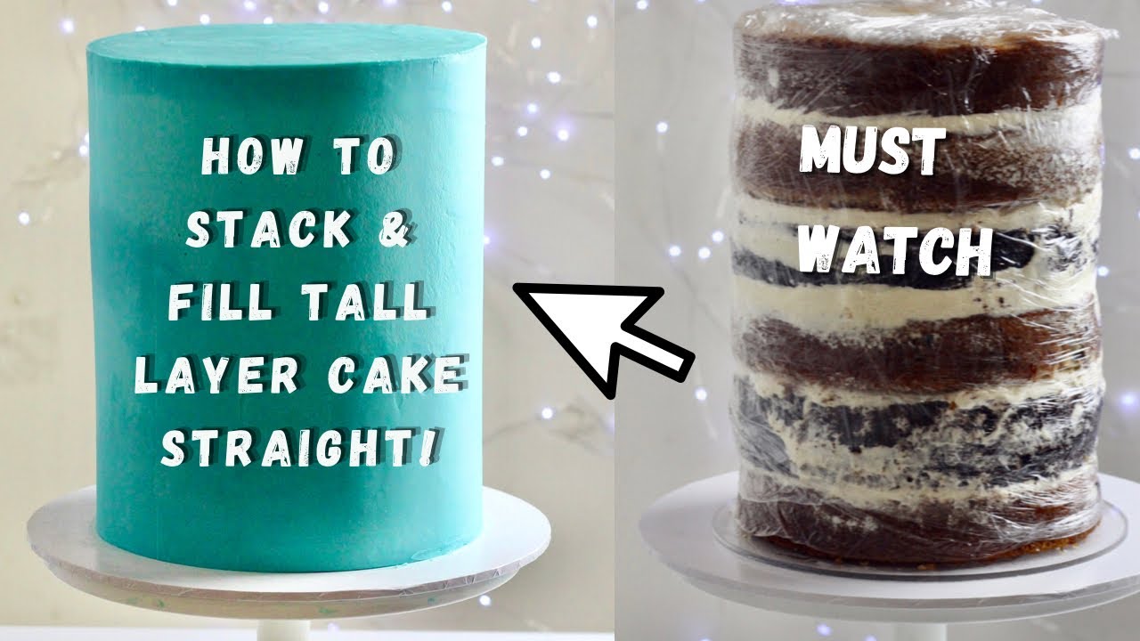 How To Fill, Stack A Tall Double Barrel Cake | Using ACRYLIC DISC | Layer Cake