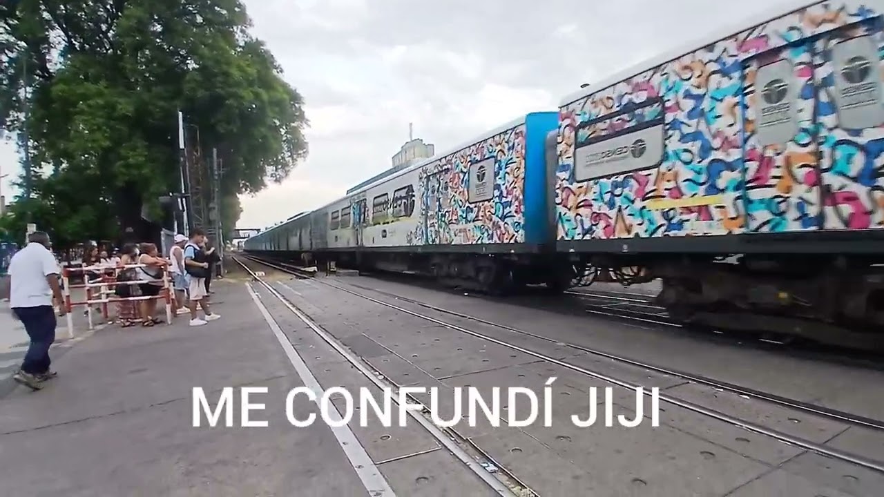 Grabando el tren en liniers y justo pasa el de larga distancia que va a bragado