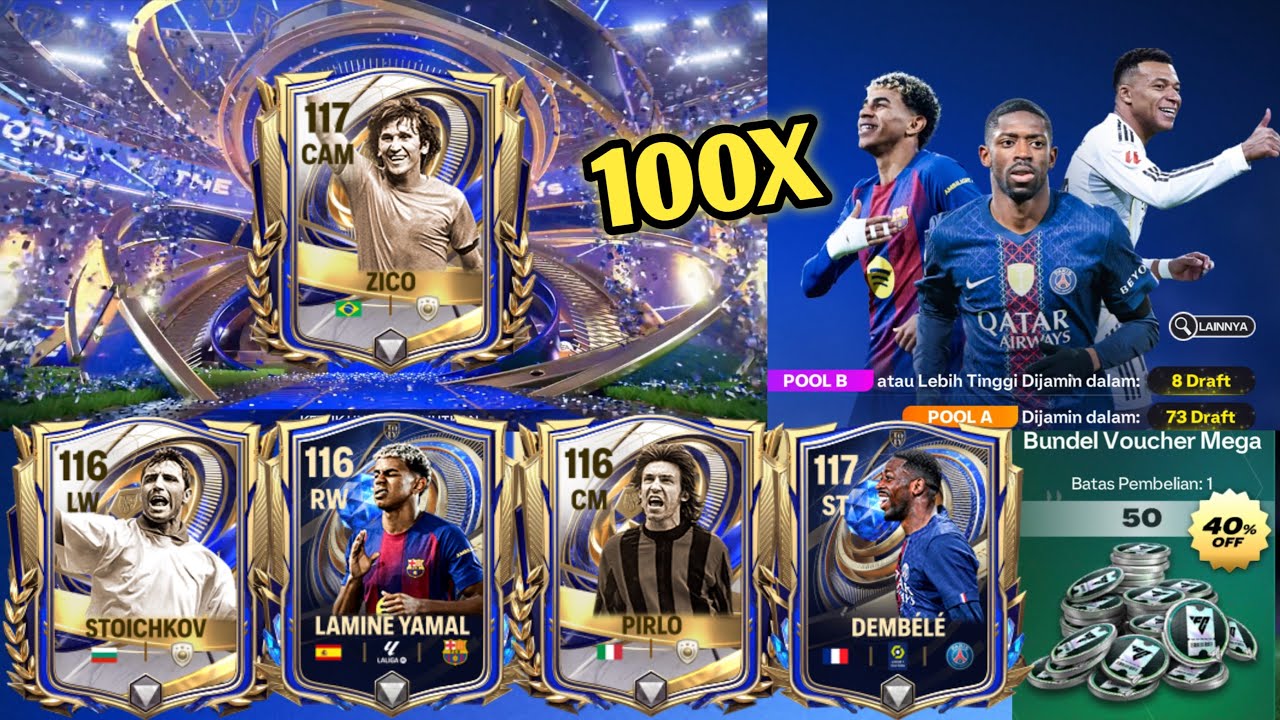 GACHA 100X BORONG PEMAIN OVR 116 DAN 117 EVENT TOTY EA SPORTS FC MOBILE!