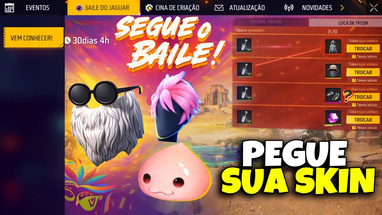 FINALMENTE!! BARBINHA GRÁTIS, RAGNAROCK DE VOLTA? SOMBRA ROXA, GOLA ALTA BRANCA, NOVIDADES FREE FIRE