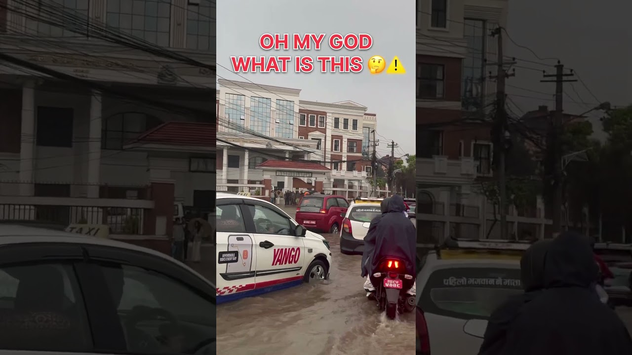 OH MY GOD WHAT IS THAT 🤔⚠️ #heavyrain #pawankc #maitighar #ktmcity #floting #waterfall #accident