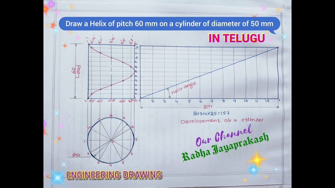how to draw helix in engineering drawing