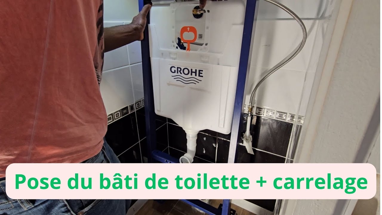 Pose du bâti de toilette + carrelage
