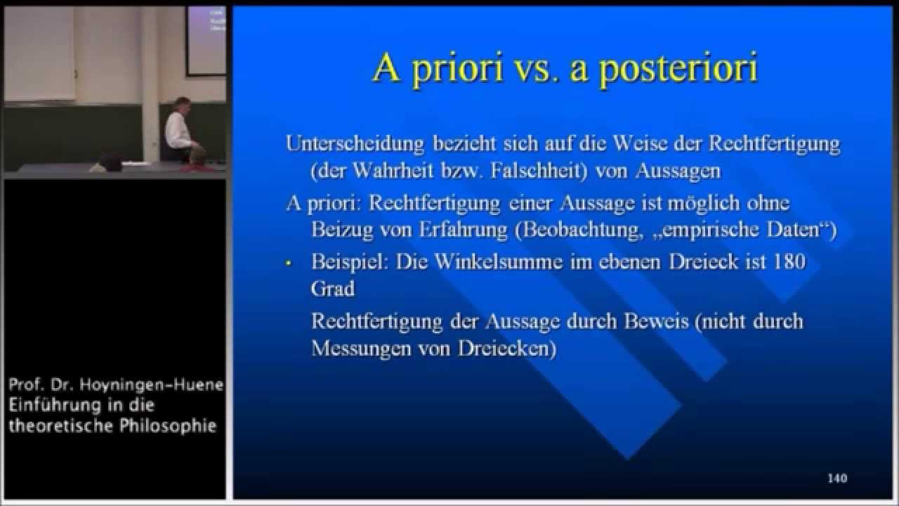 Grundbegriffe der Erkenntnistheorie II: Analytisch - synthetisch, a priori - a posteriori