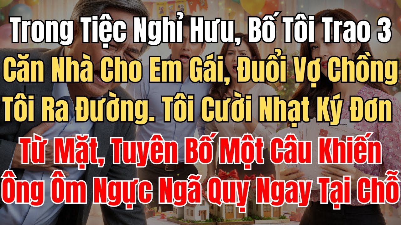 Trong Tiệc Nghỉ Hưu, Bố Tôi Trao 3 Căn Nhà Cho Em Gái, Đuổi Vợ Chồng Tôi Ra Đường.  Tôi Cười Nhạt...