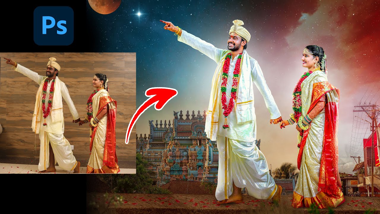 How to Create Wedding Poster Design in Photoshop || Album Designing in Telugu ||#Albumdesignintelugu